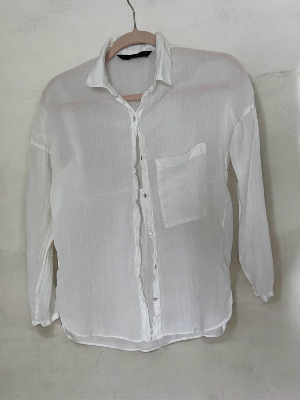 Zara Basics White Womens Casual Button-Down Shirt